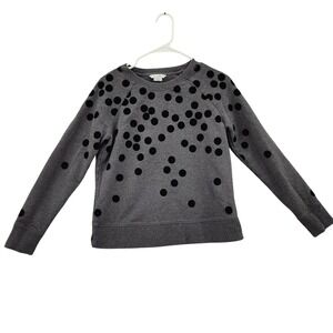 Boden Womens Preppy Whimsical Velvet Polka Dot Sweatshirt S Gray Black Designer